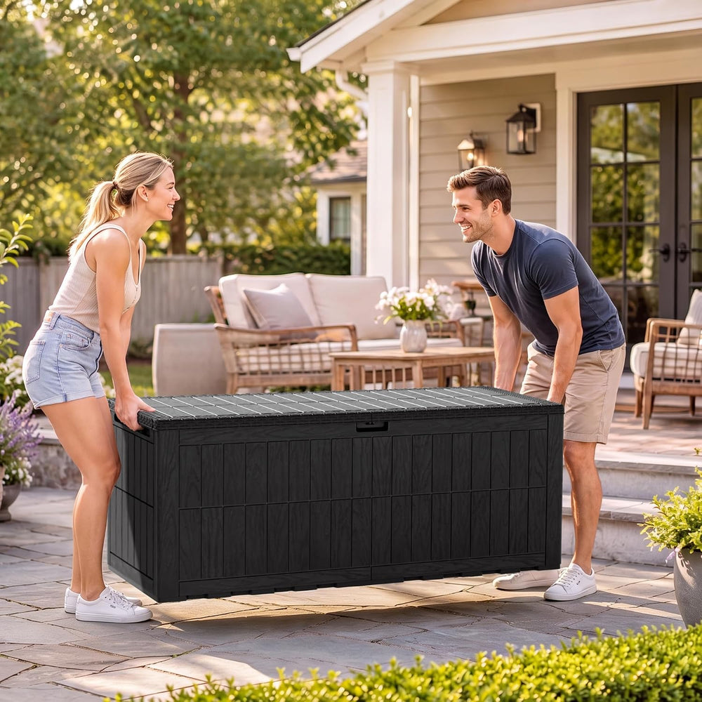 Flamaker 180 Gallon Large Outdoor Storage Box Waterproof, XL Resin Deck Box
