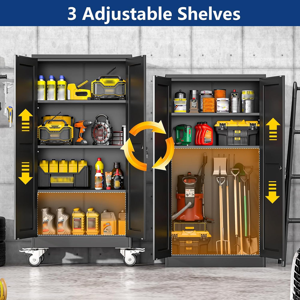 Ckzbx Metal Garage Storage Cabinet with Locking Doors and Adjustable Shelves,...