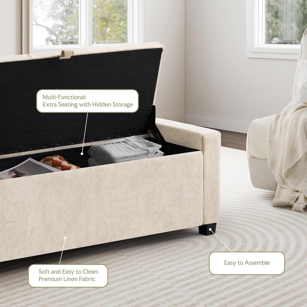 GRAINELL 42.13” Storage Ottoman Bench, Upholstered Tufted Bedroom Bench
