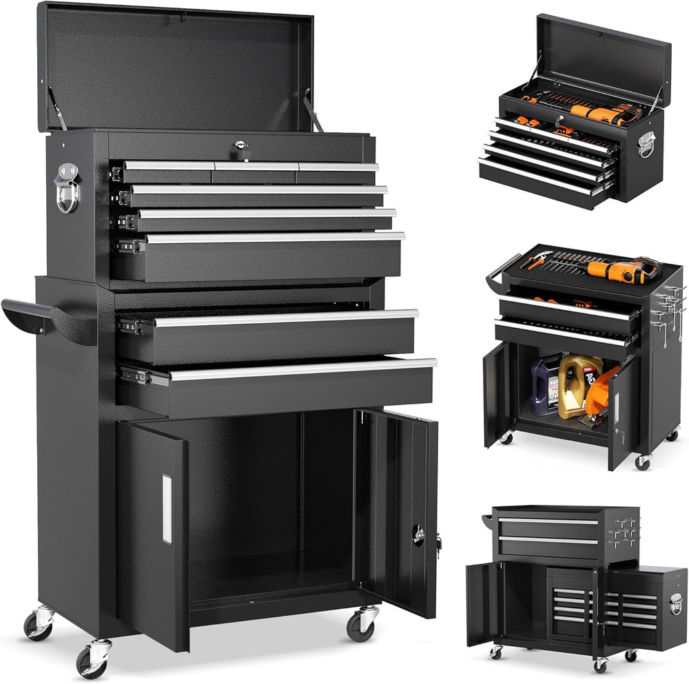 INTERGREAT 8-Drawers Rolling Tool Chest, Assembled Tool Chest with Wheels, De...