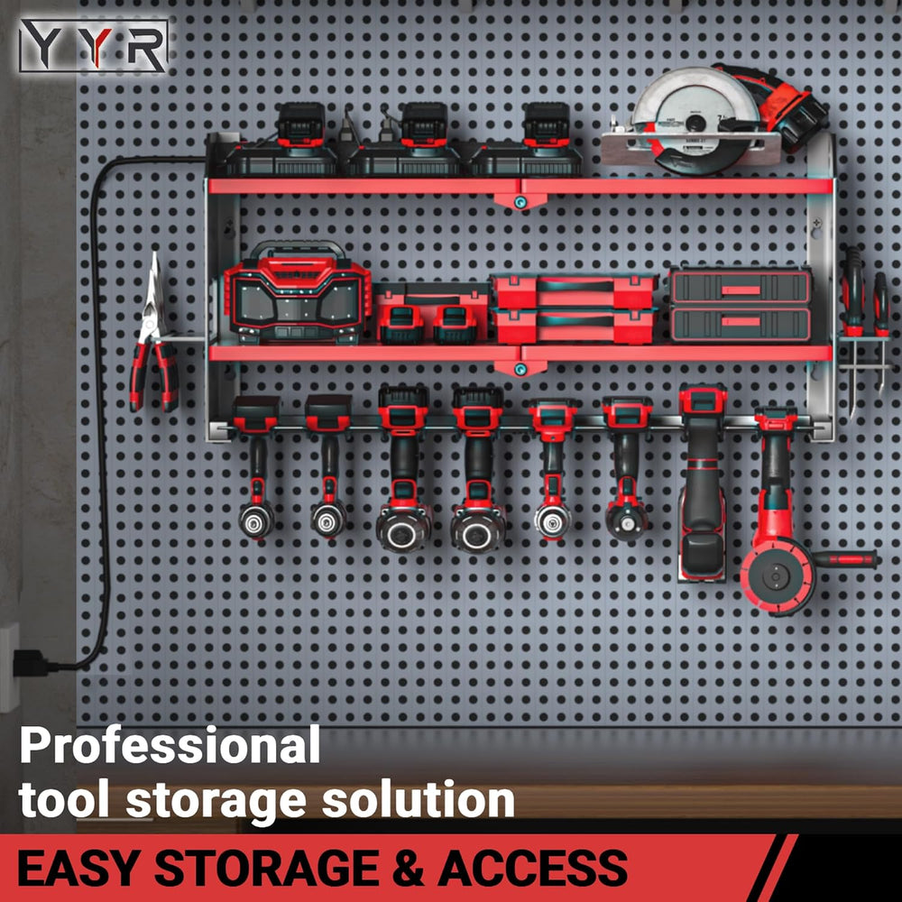 Power Tool Organizer with Charging Station Wall Mount, Cordless Drill and Bat...