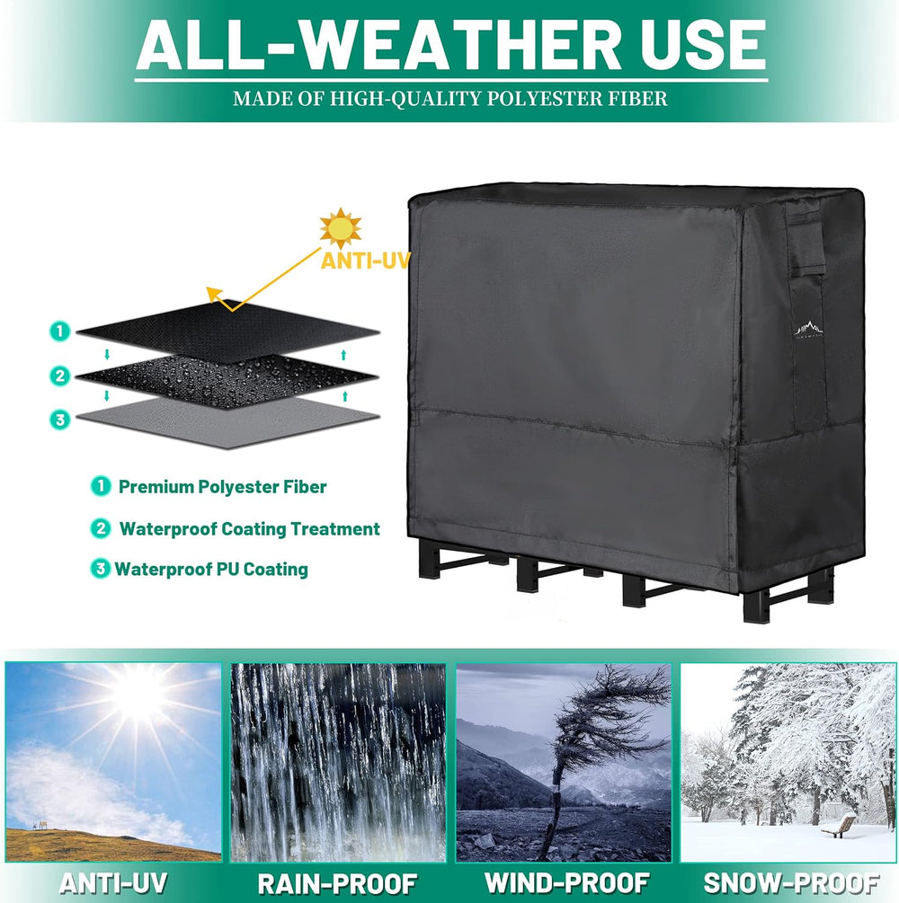 Himal 4ft Firewood Rack Cover Outdoor Waterproof, Black