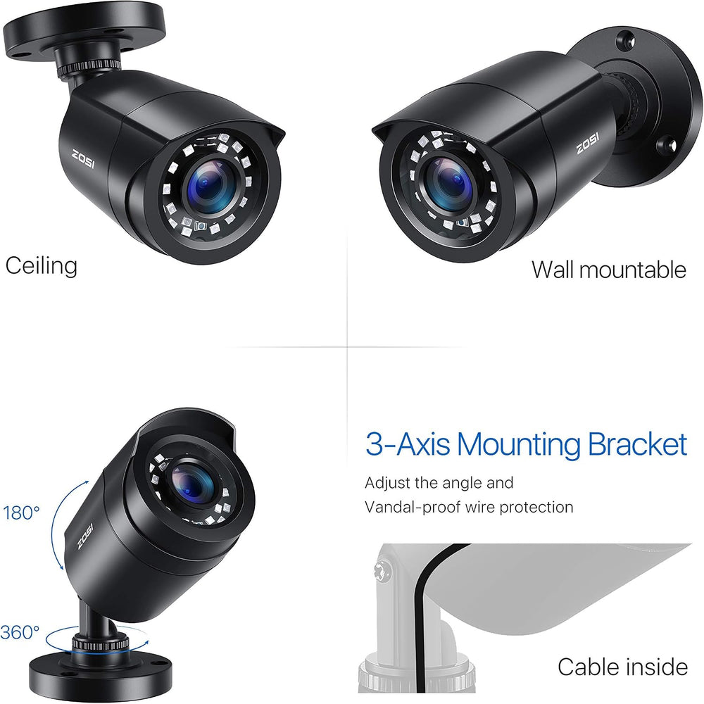 ZOSI 1080P Home Security Camera System, 4X Wired Bullet Cameras, No HDD