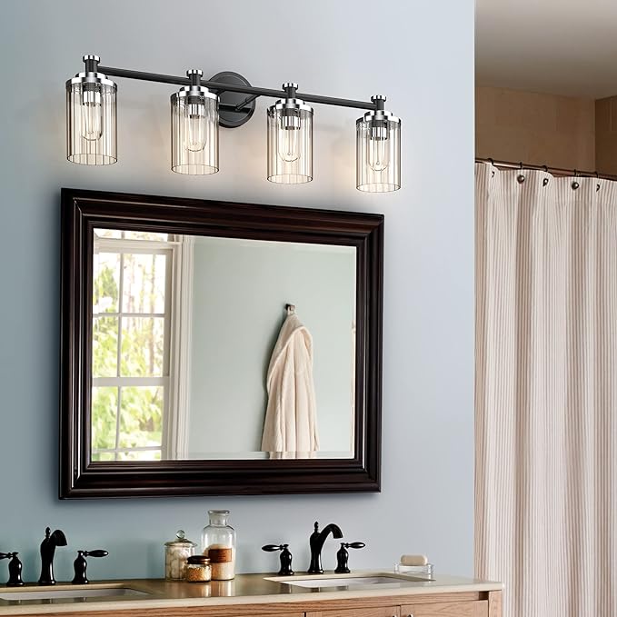 PHIXART Bathroom Lighting Fixtures Black and Chrome Bathroom Vanity Light
