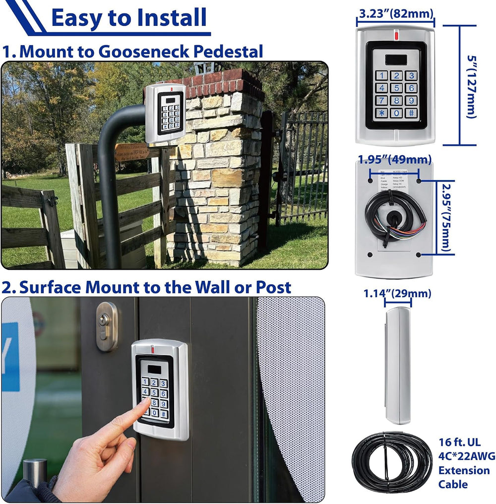 Universal Waterproof 12-24V AC/DC Metal Wired Keypad Stand Alone Access Contr...