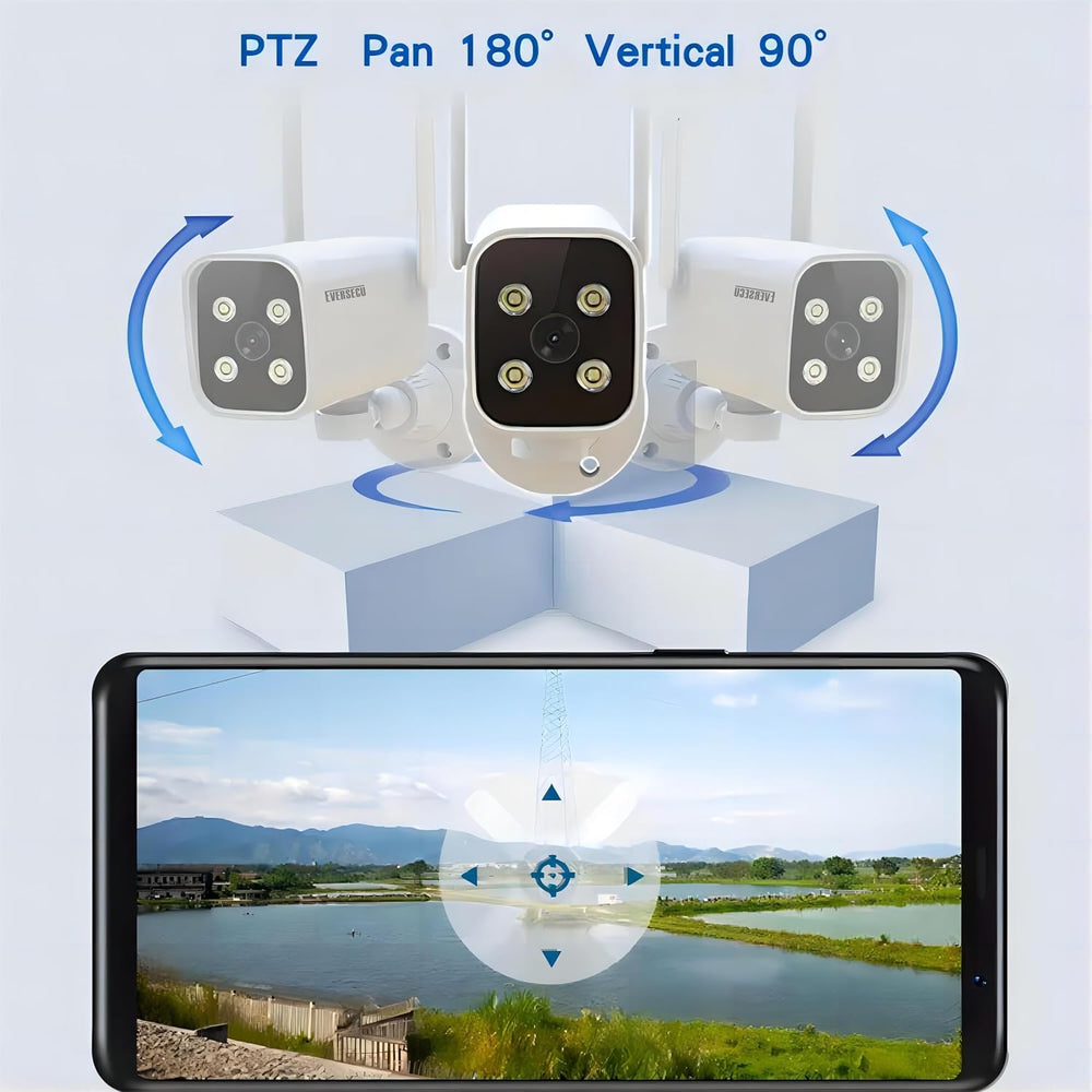EVERSECU 2K WiFi PTZ Bullet Camera, Outdoor/Indoor, Pan/tilt, 2-Way Audio, Ni...