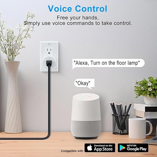 WiFi Smart Outlet Plug with Remote, Compatible with Alexa and Google Home via...