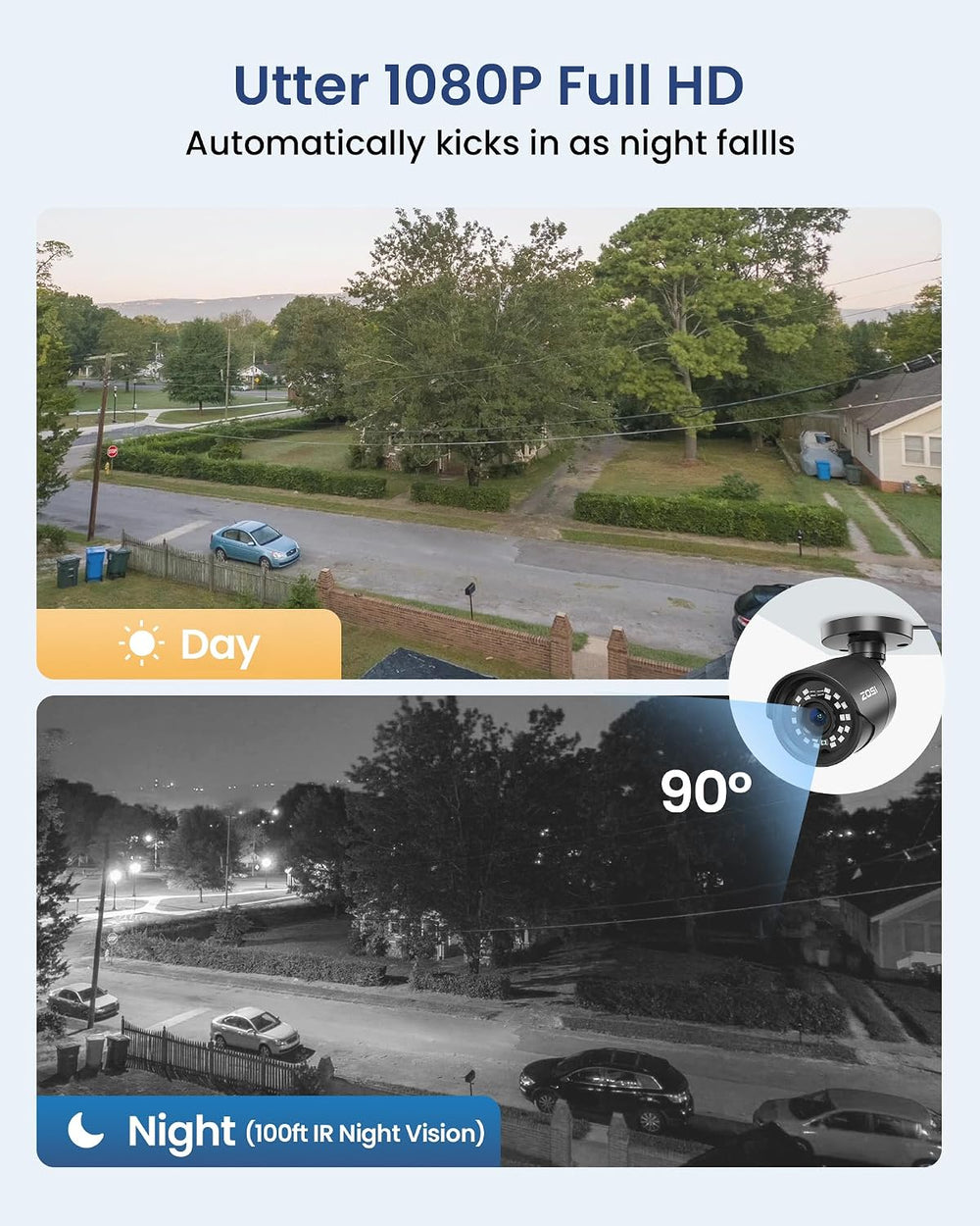 ZOSI 4 x 1080p HD Home Security Camera Outdoor Indoor, 2MP Bullet Camera