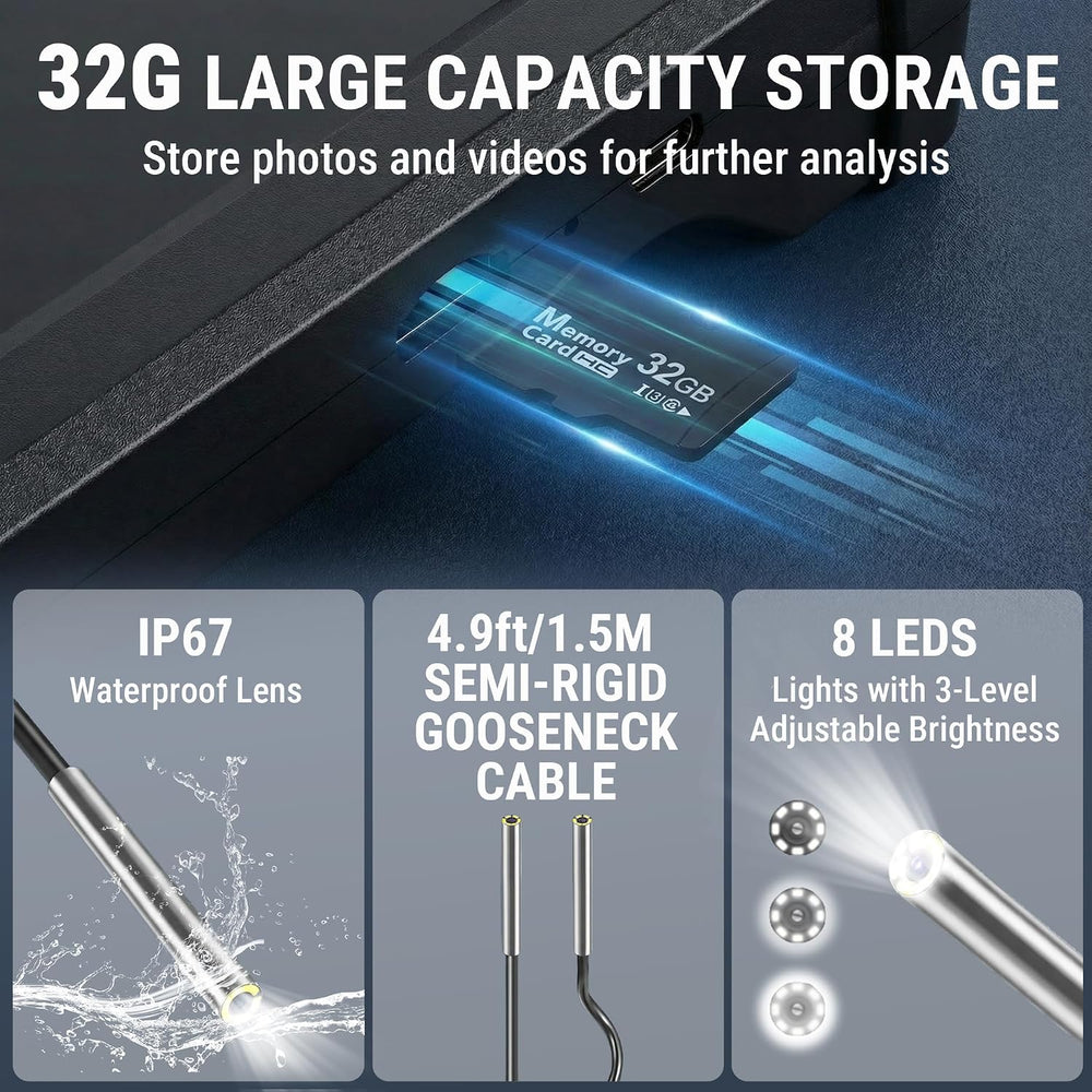 Articulating Borescope Camera, 8mm Borescope Endoscope with 5" IPS Scree...