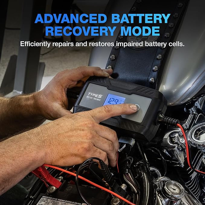 Type S 10A Smart Battery Charger & Maintainer, 6V & 12V Fully Automat...