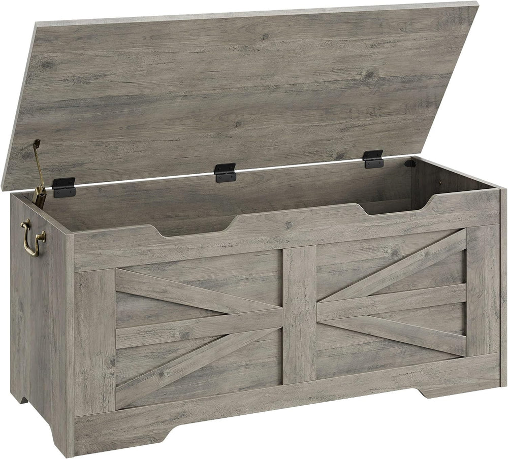 IDEALHOSUE 39.4" Storage Chest, Wooden Storage Bench with Safety Hinge, ...