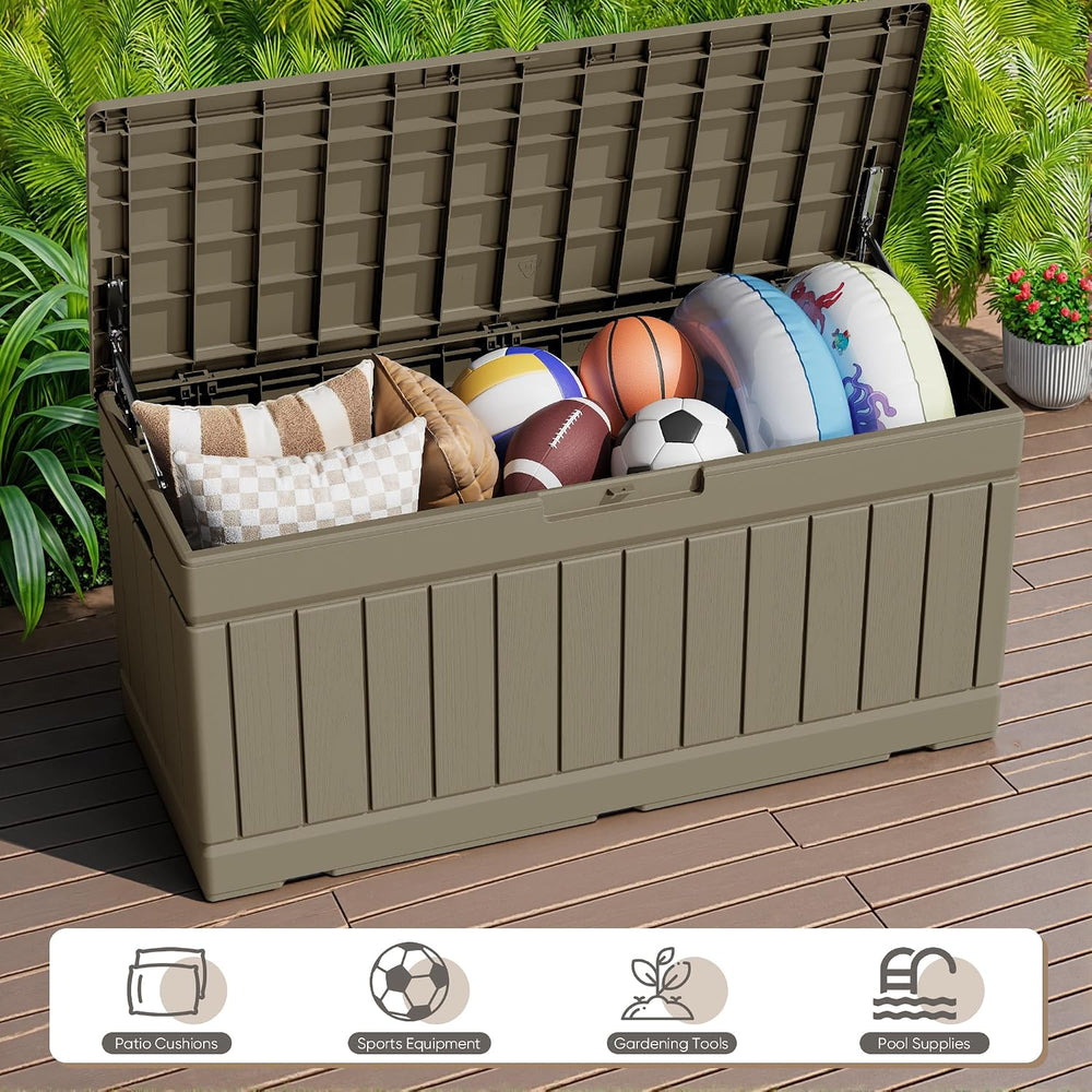 JUMMICO 78 Gallon Deck Box Waterproof Resin Outdoor Storage Box