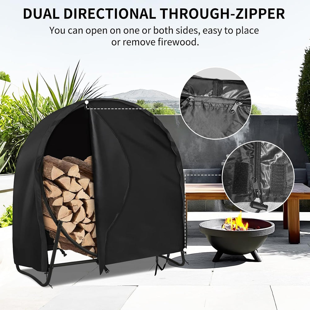 AKEfit 40 Inch Firewood Log Hoop Cover, Heavy Duty 600D Oxford Outdoor Waterp...