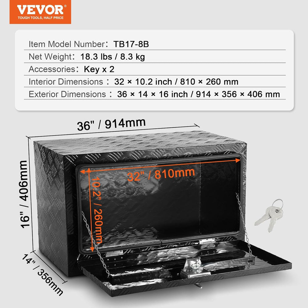 VEVOR Underbody Truck Box, 36"×14"×16" Pickup Storage Box, Hea...