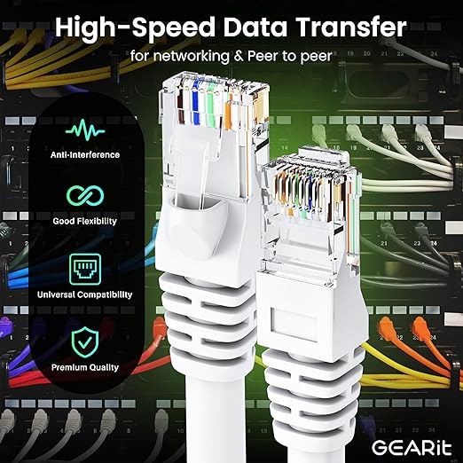 GEARit Cat 6 Ethernet Cable Cat6 Network Patch, Snagless Cord, Internet (20-P...