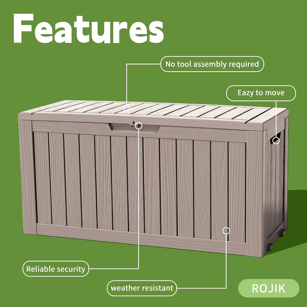 ROJIK Outdoor Storage Housing Deck Box - Waterproof Patio Furniture, Garden T...