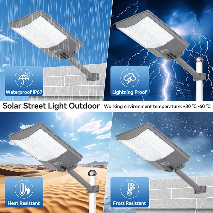10500W Solar Street Lights Outdoor, 650000LM 7000K Solar Parking Lot Lights