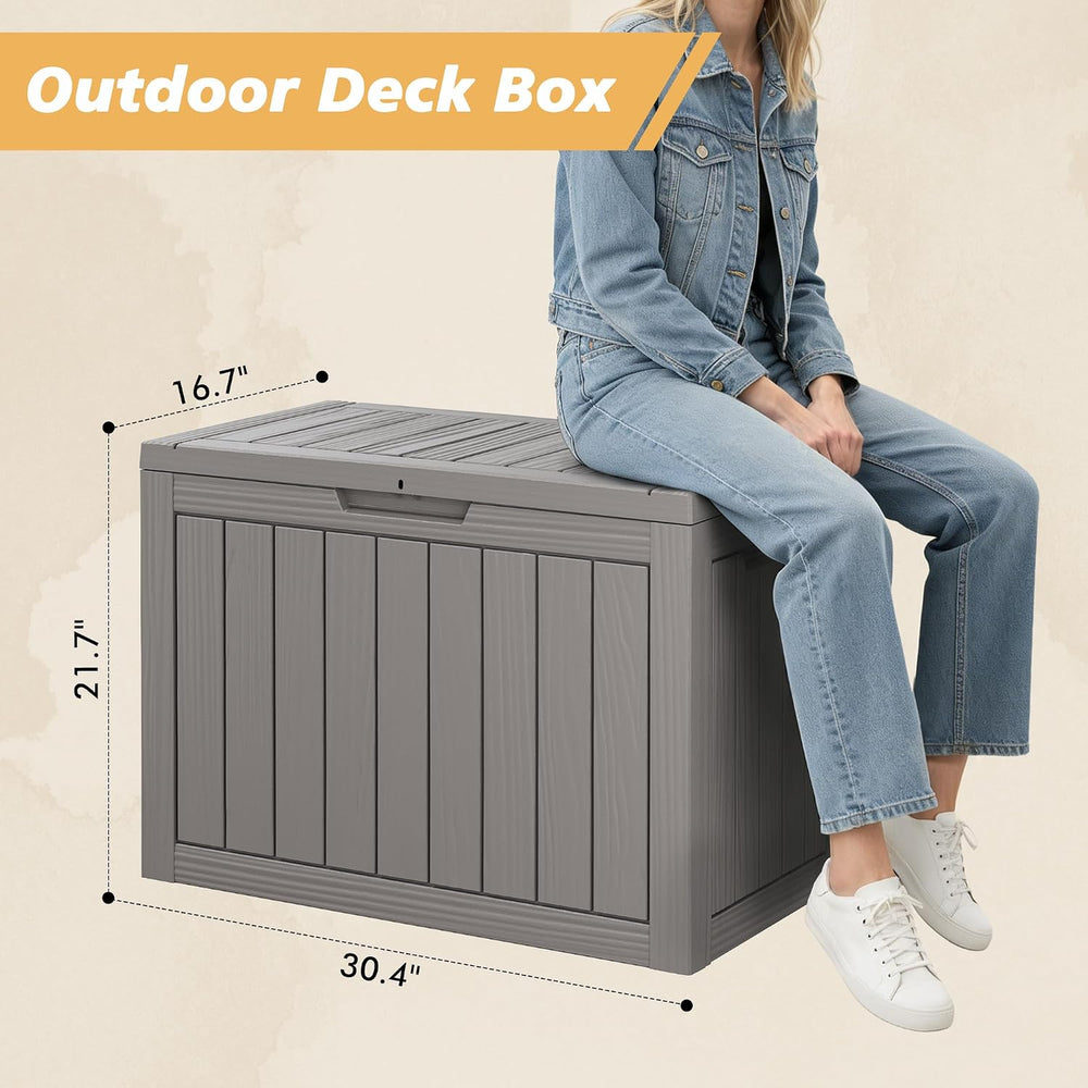 Fancyango 45 Gallon Outdoor Storage Deck Box Waterproof, Grey