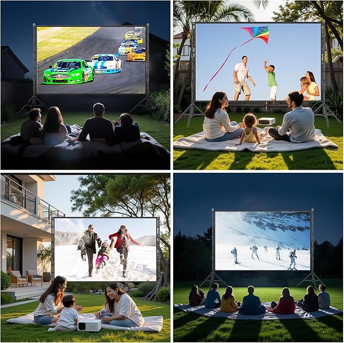 Outdoor Projector Screen with Stand, TOWOND 200 Inch Portable Projection Screen