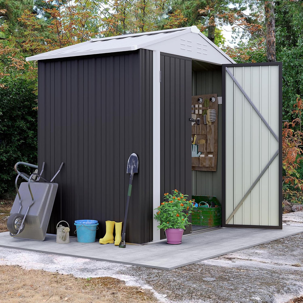 Flamaker 6x4 FT Storage Shed Waterproof Metal Garden Shed with Lockable Door ...