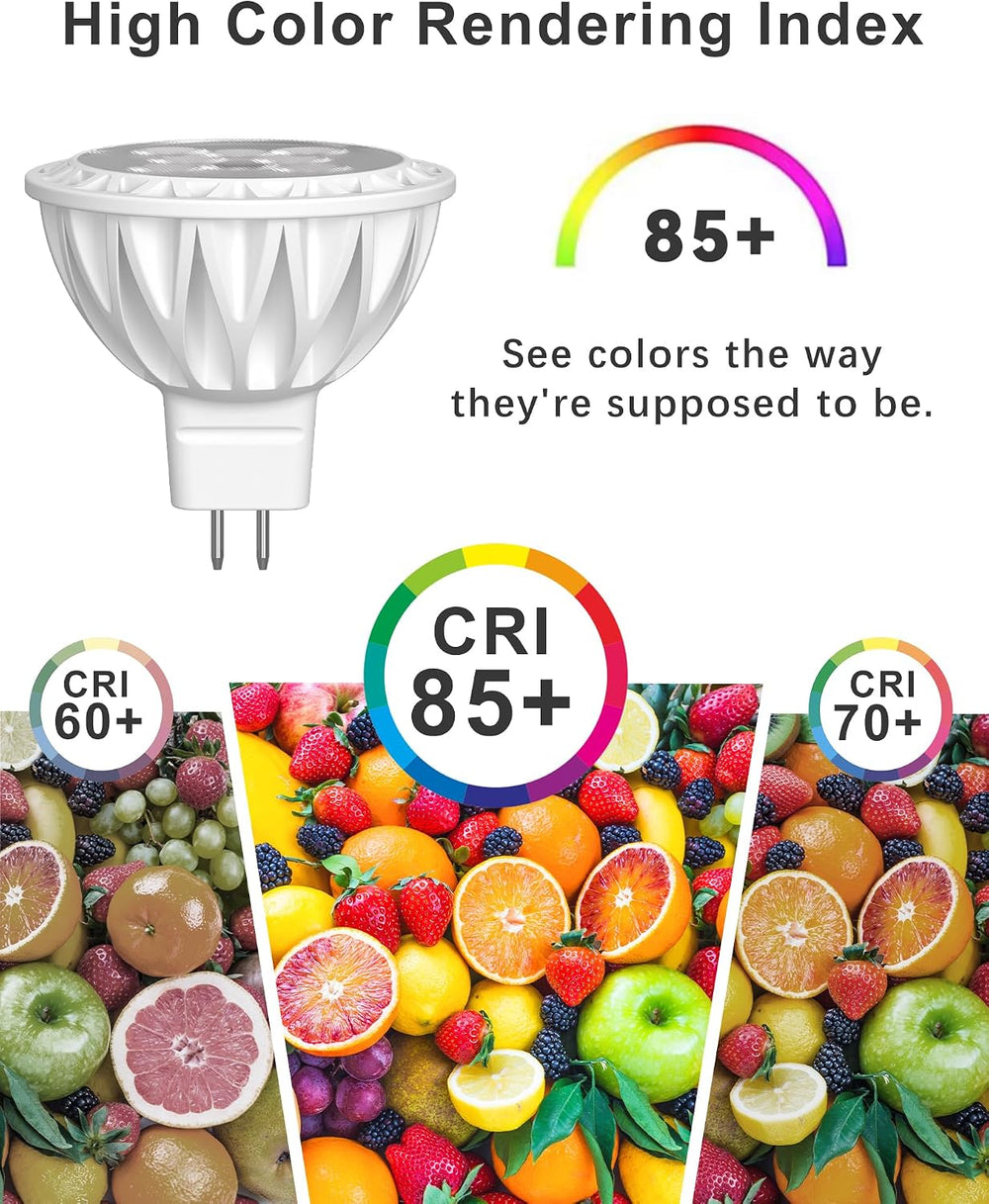 12 Pack MR16 LED Light Bulbs, 50 Watt Equivalent Landscape Light Bulbs, 2700K...