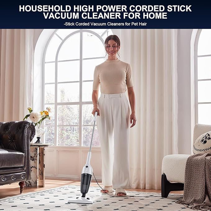 FUNCCUBE Stick Vacuum Cleaner, Corded 2-in-1 Lightweight Vacuum