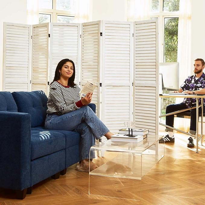 Room Dividers and Folding Privacy Screens, Wood Louvered Separators Divider Wall