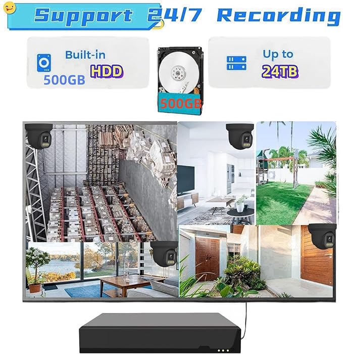 4K NVR PoE Security Camera System Wired Surveillance NVR Kits, (4pcs)