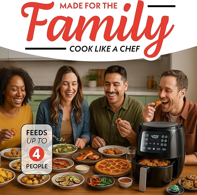 Gourmia Air Fryer Oven Digital Display 4 Quart Large AirFryer Cooker 12 1-Touch