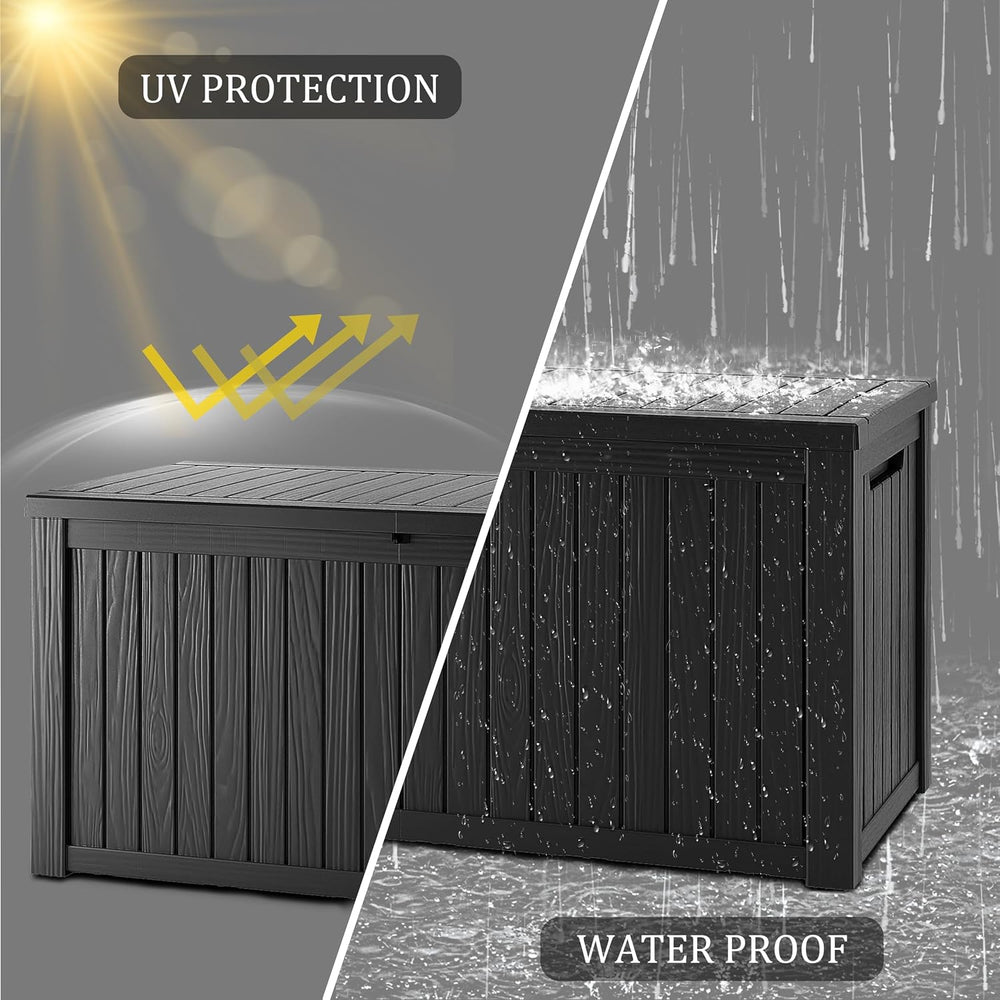 Outdoor Storage Box, 270 Gallon Waterproof Deck Box, Super-Sized Gas-Spring R...