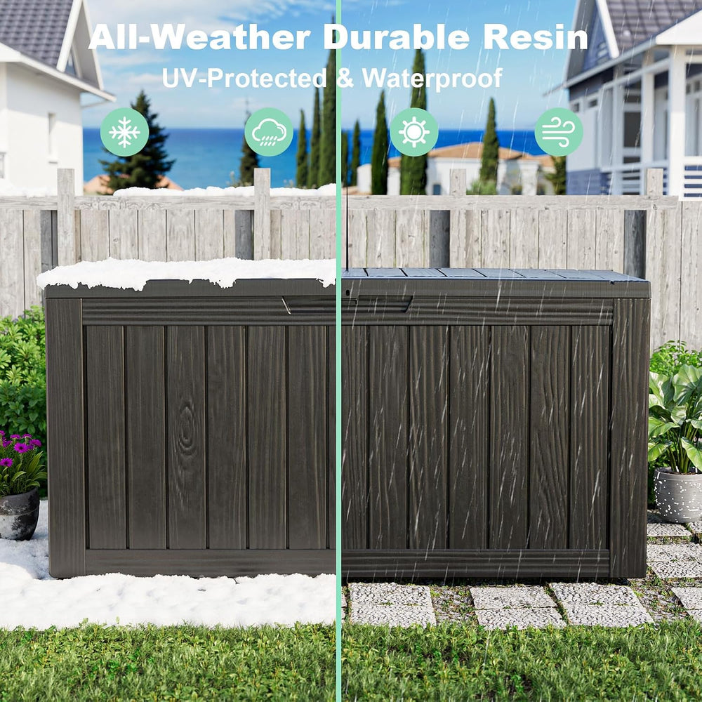 Vixzen 85 Gallon Deck Boxes Outdoor Waterproof, Lockable Resin Storage Box wi...