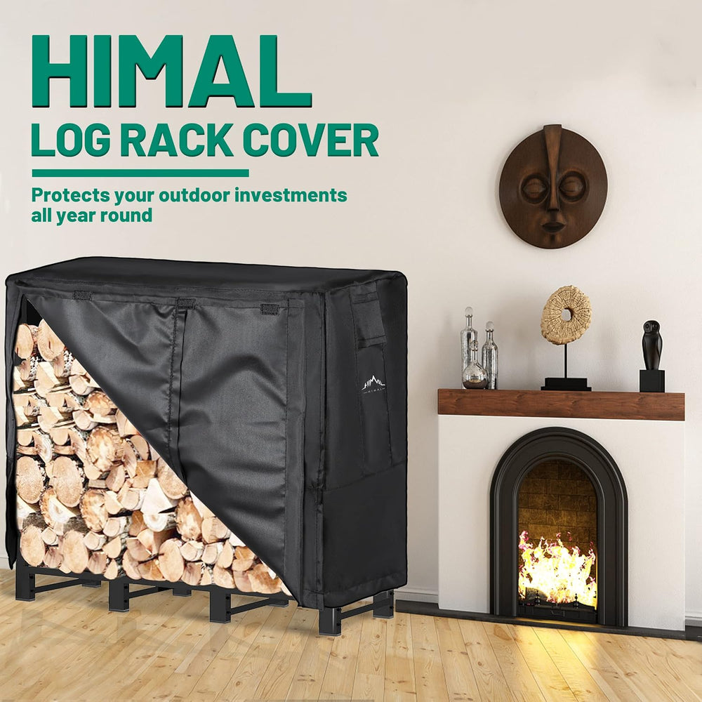 Himal 4ft Firewood Rack Cover Outdoor Waterproof, Black