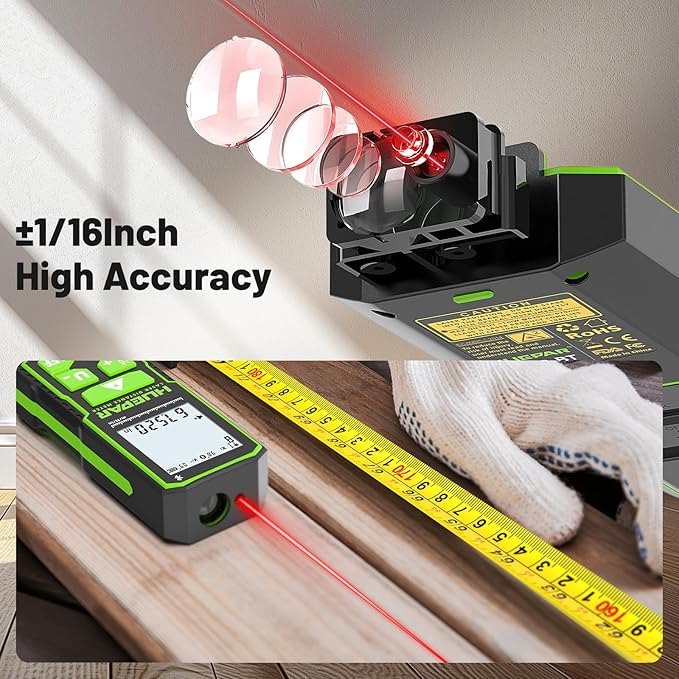 Laser Distance Measure 330Ft. Huepar Digital Rechargeable Laser Measuring Tool