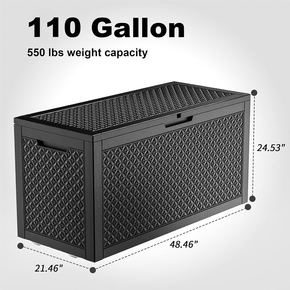 ROJIK 110 Gallon Deck Box Outdoor, Waterproof Outdoor Storage Boxes with Lids...
