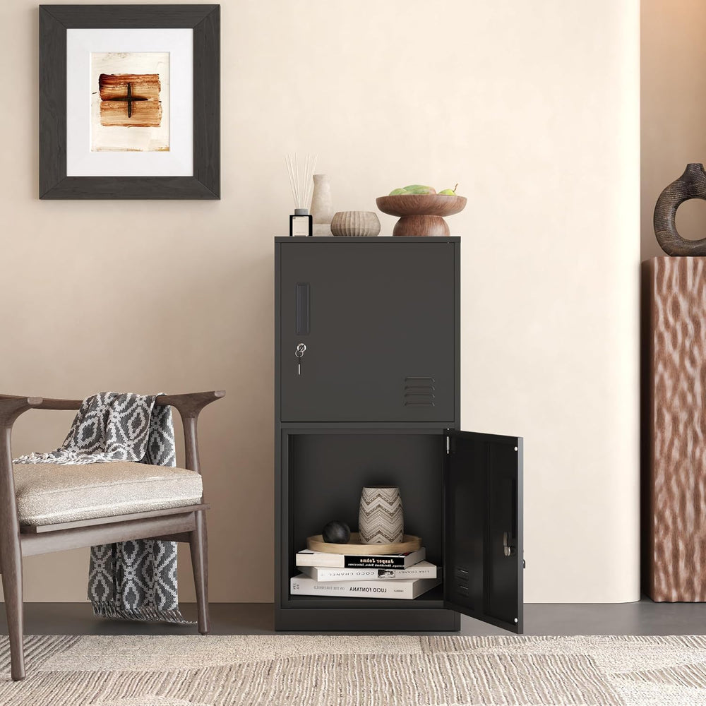 2 Door Metal Vertical Storage Locker for Home Office, School, Office, Home,Gy...