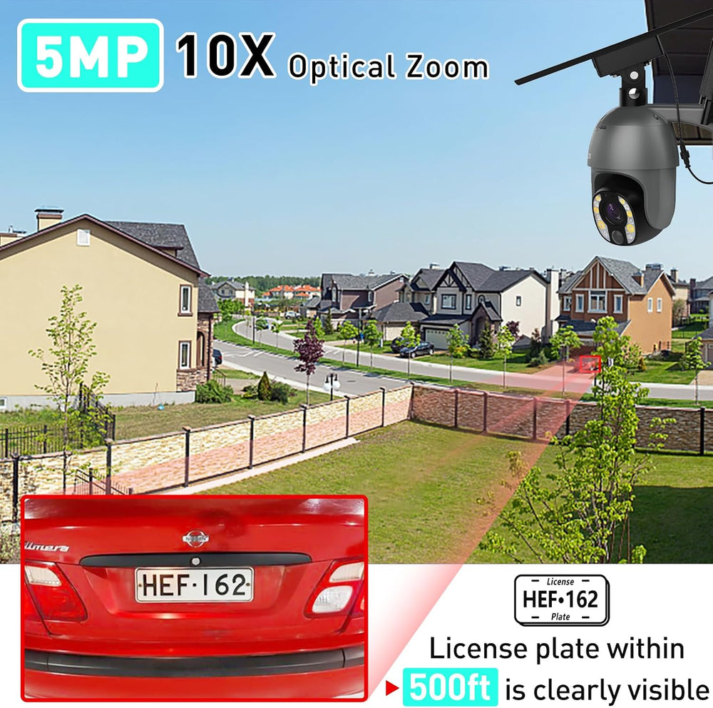 SOLIOM 5MP 4G LTE Cellular Security Camera Outdoor, 10X Optical Zoom
