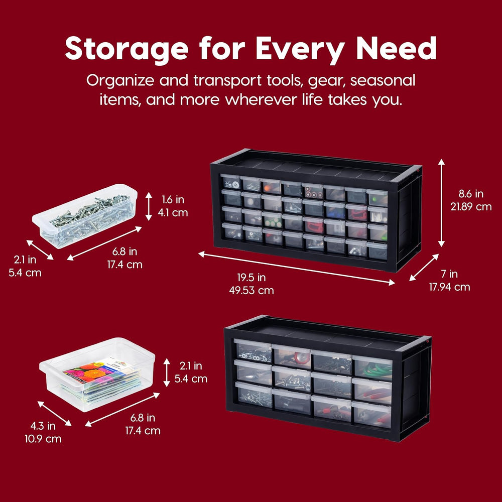 IRIS USA 32-Drawer Tool Organizer, Nuts & Bolts, Small Parts, Black