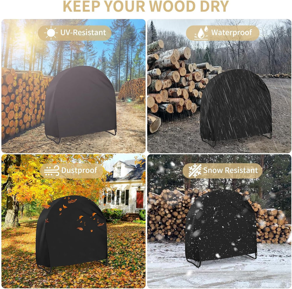 AKEfit 40 Inch Firewood Log Hoop Cover, Heavy Duty 600D Oxford Outdoor Waterp...