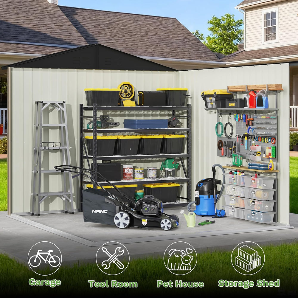 Patiowell 8x8 FT Storage Shed, Outdoor Metal Sheds, Brown