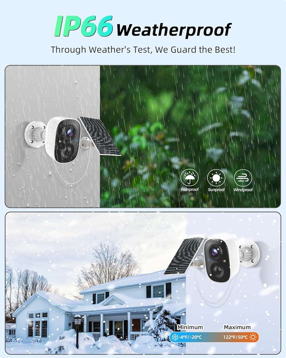 MaxiViz Solar Camera Outdoor Wireless, 2.4G Wi-Fi Security Camera with AI Mot...