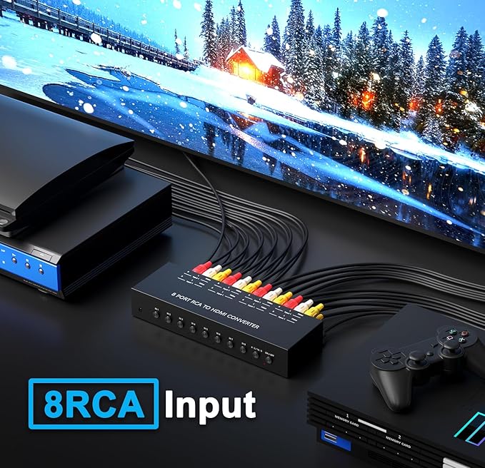 Dingsun 8Port AV to HDMI Converter, Will Convert Input Analog Aignals to a