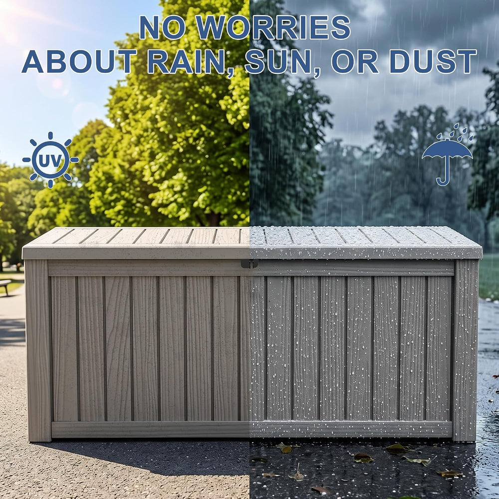 Vixzen Waterproof Outdoor Storage Box 220 Gal Deck Box with Lockable Lid