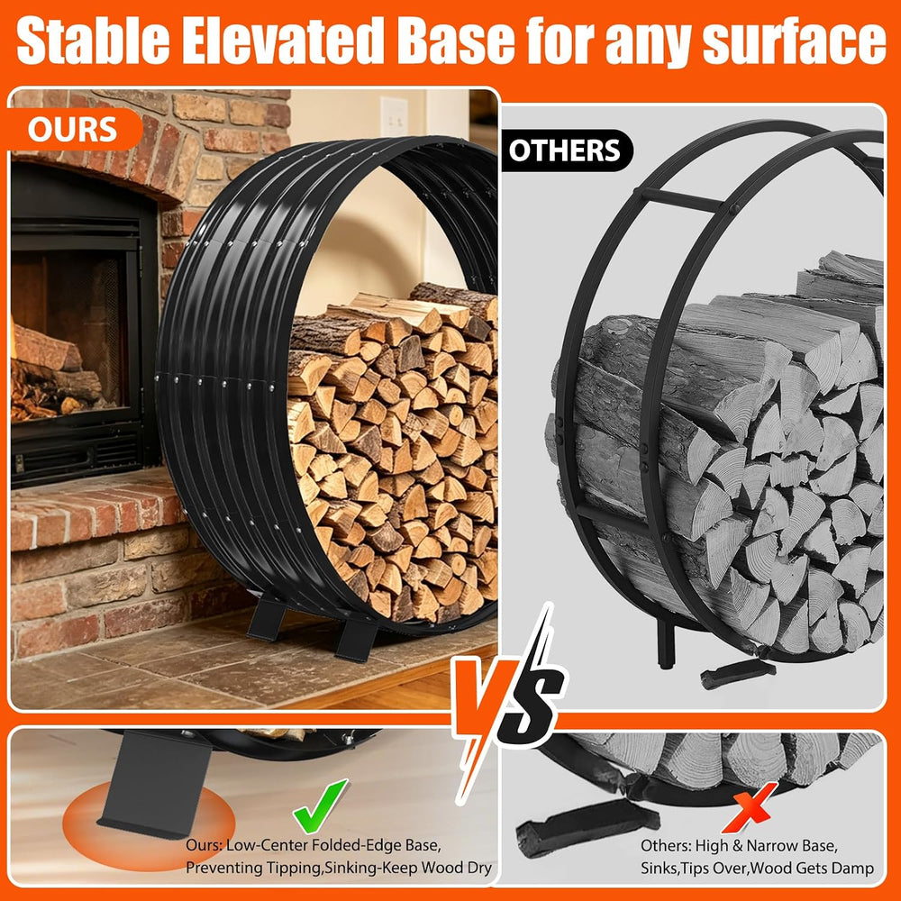47" Firewood Rack with Roof Cover, Indoor & Outdoor Log Holder Keeps...