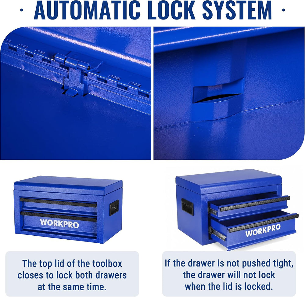WORKPRO 15＂ Heavy Duty Metal Toolbox with 2 drawer-Blue