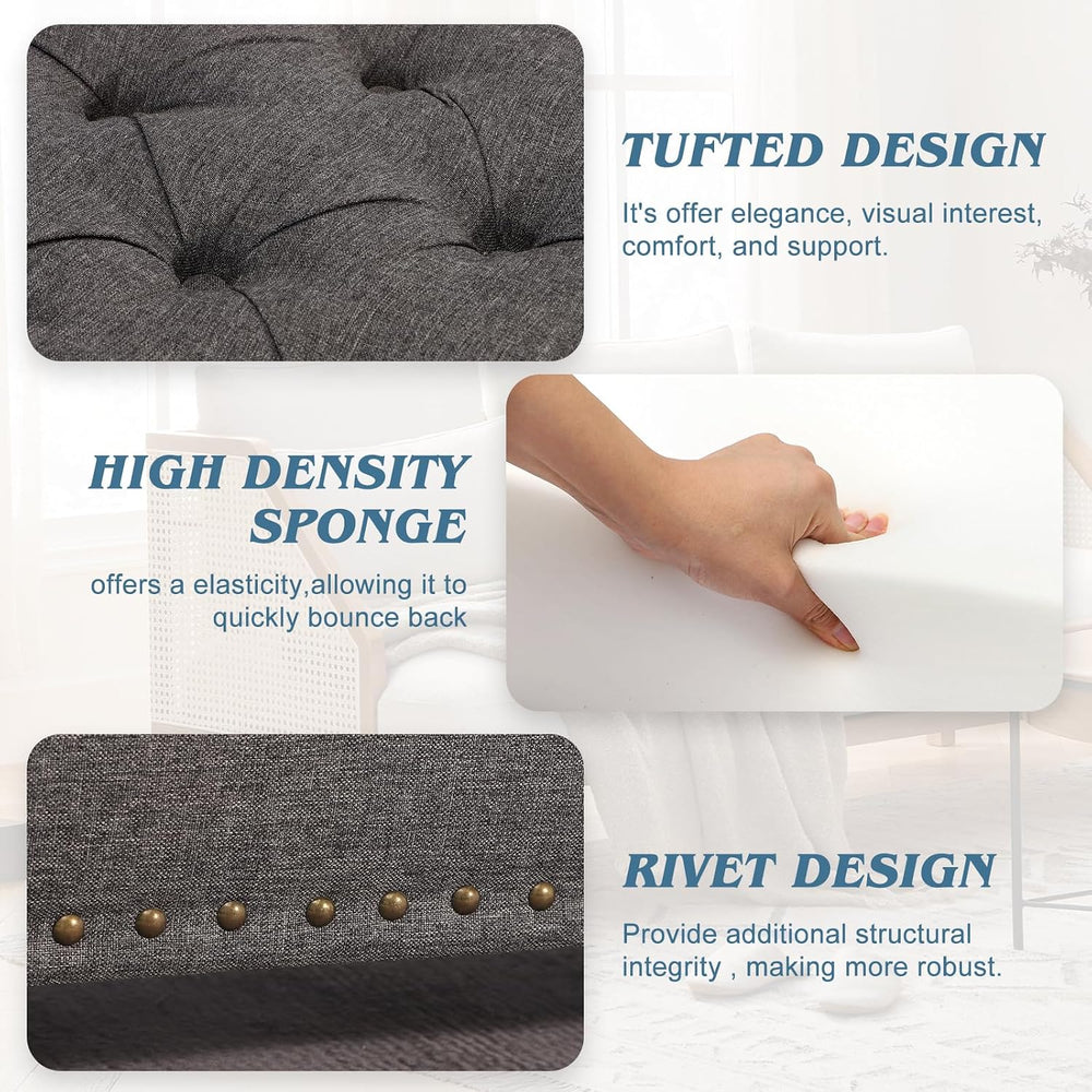 51" Storage Bench for Bedroom, Tufted Storage Ottoman Benchs with Pholst...