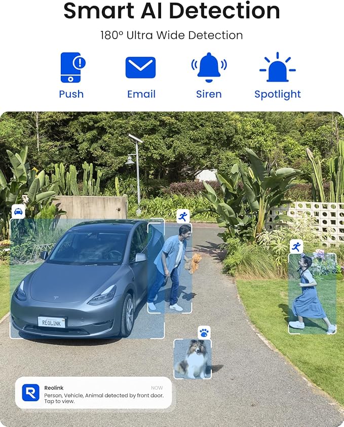 REOLINK Argus 4 Pro Black, 4K Dual-Lens 180° Solar Security Cameras Wireless