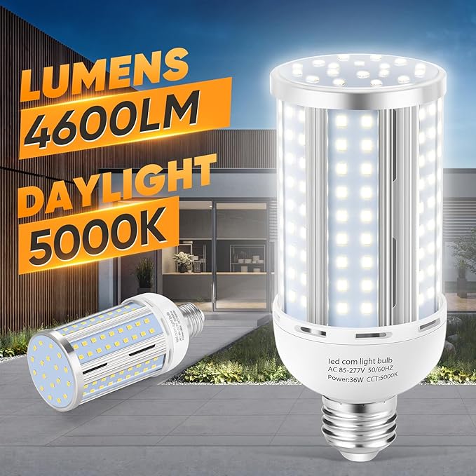 6 Pack 36W Corn LED Light Bulb, Fanless E26/E39 Medium/Large Mogul Base LED Cob