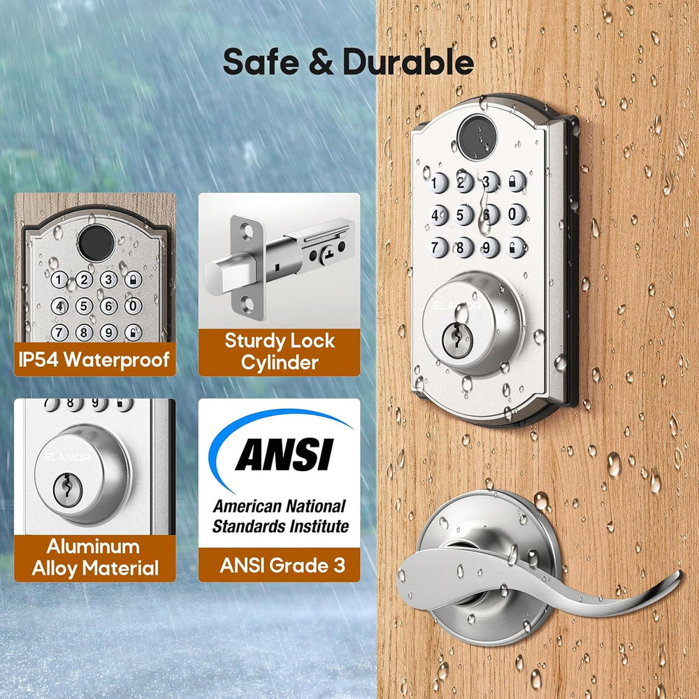 M19 Fingerprint Door Lock, Front Deadbolt with 2 Lever Handles SN