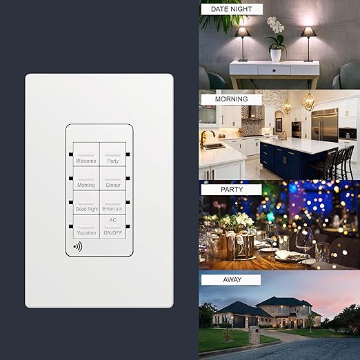 TOPGREENER Smart Light Switch Wi-Fi Scene Controller, 8-Button Programmable