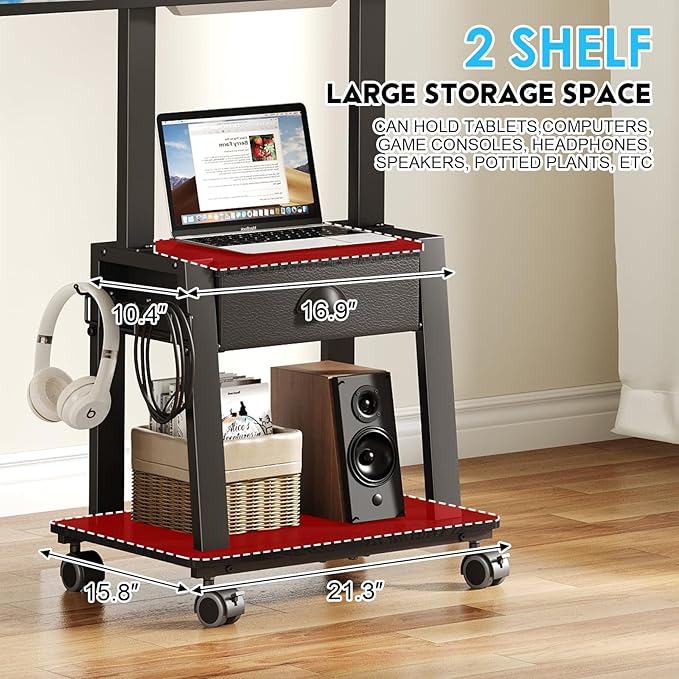 Mobile TV Stand with Drawer for 23-60 Inch Flat/Curved Screen, Tilt Rolling TV